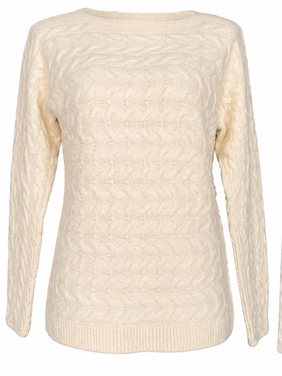 Talbots Sweaters - Coastal chunky Fisherman Knit Sweater - merino cashmere blend- Cream Ivory M/P